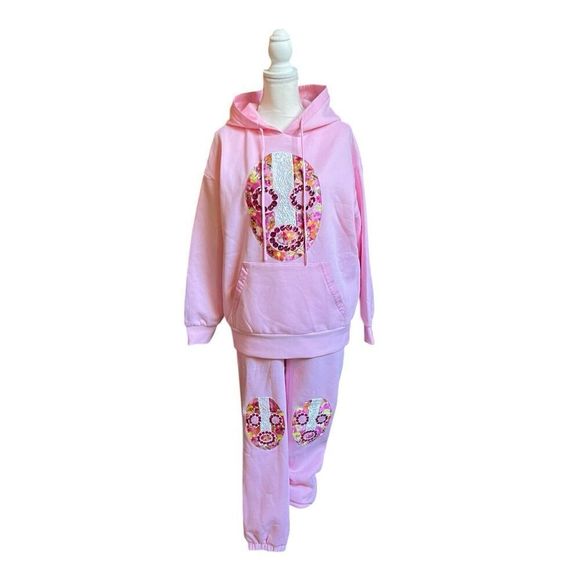 Nuebyrne Maccado Mask Jogger Set Lounge Pant Hoodie Luxury Sequin 2 Pc NWT US XS - Picture 3 of 14